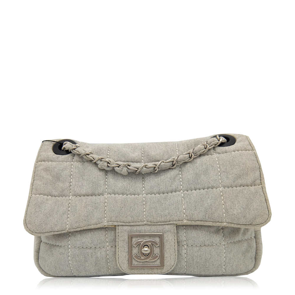 Chanel Quilted Sports Flap Grey Shoulder Bag